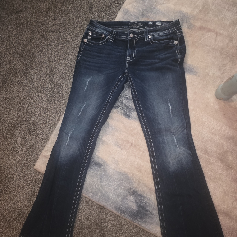 Signature Dark Blue Bootcut Jeans with Faded Detail